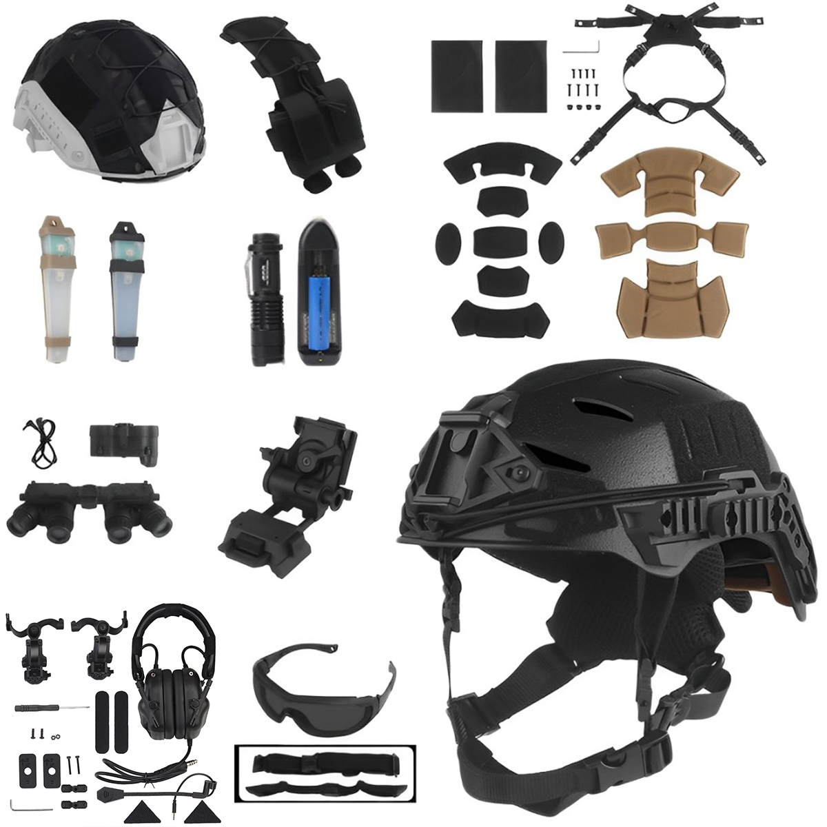 Tactical Helmet Set with Commu - Outdoor Hunting Movies review and price
