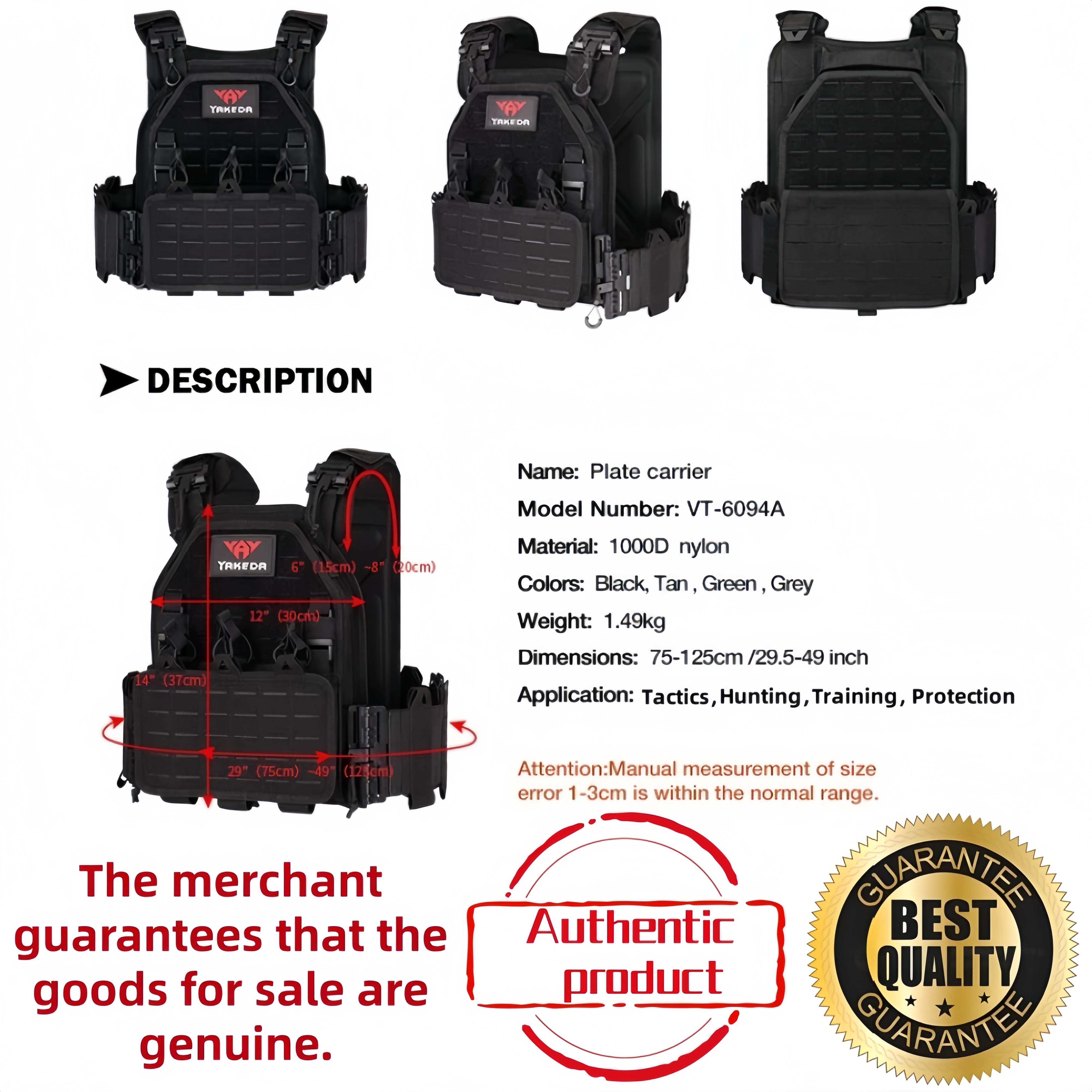 YAKEDA Tactical Vest 6094 Fast - Outdoor Hunting Vest review and price