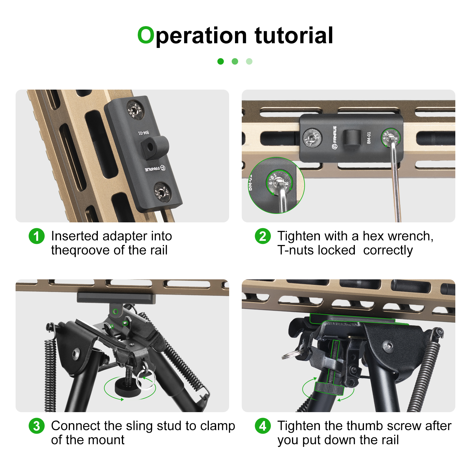 FANAUE Mlok Mount Handguard Ad - Bipod Rifle Mount review and price